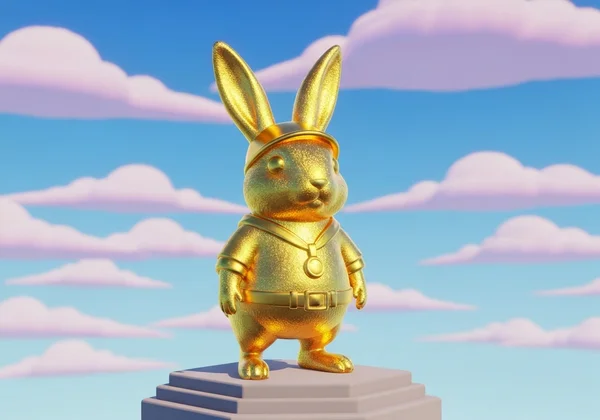 Majestic Golden Bunny shimmering with prestige in game