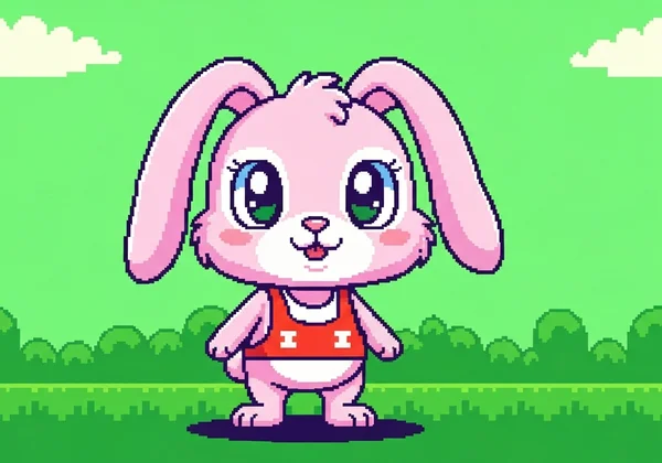 Pixelated Retro Bunny, an 8-bit style character game