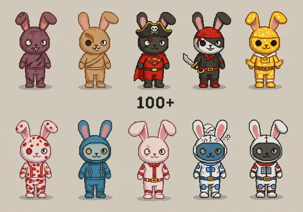 Gallery showcasing diverse Poor Bunny character skins.