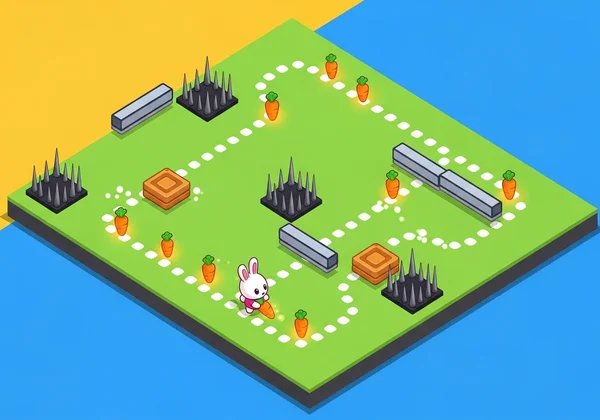 Optimal path for carrot collection in Poor Bunny level.