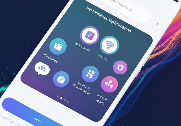 Smartphone screen with performance optimization icons